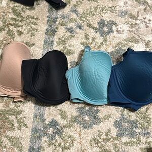 ThirdLove Bras in Black, Light Blue, Tan, and Dark Blue